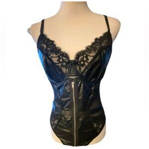 Black faux leather teddy lingerie 
Size XL. NEW, neve…